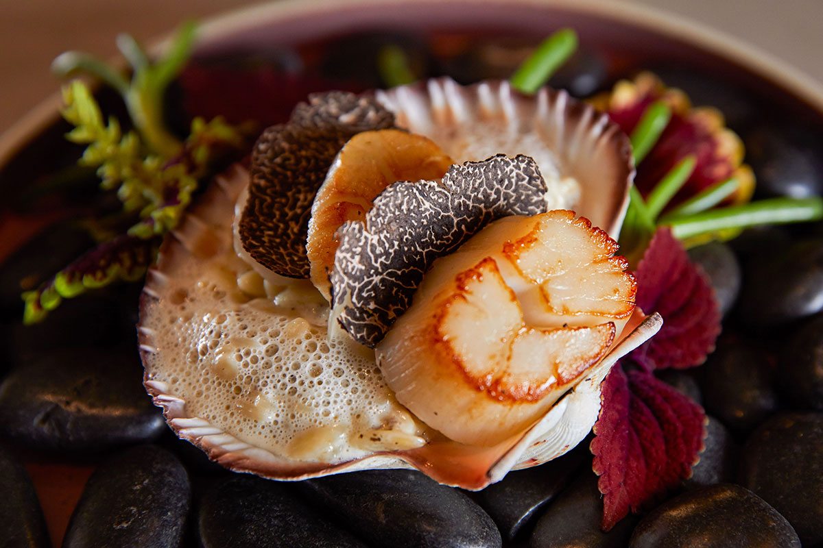 Seared sea scallops with truffle orzo and shaved fresh truffle, Citrique, JW Marriott Resort & Spa (image supplied)