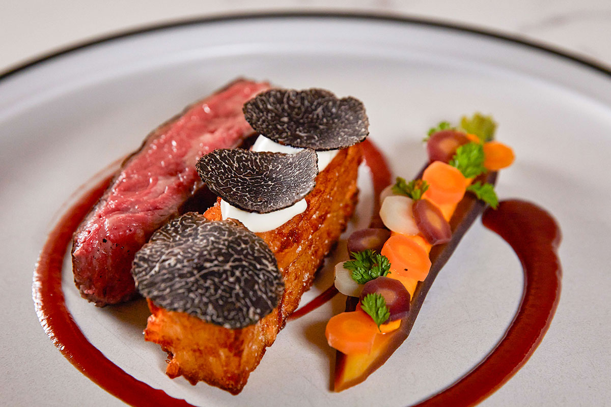 Wagyu beef with truffle rosti, heirloom carrots and shiraz jus, Citrique, JW Marriott Resort & Spa (image supplied)